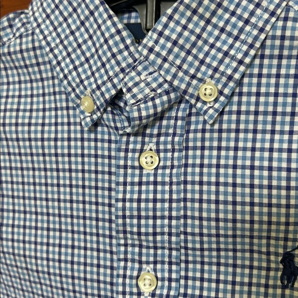 Ralph Lauren Boys Blue & White Gingham Button-Down Shirt